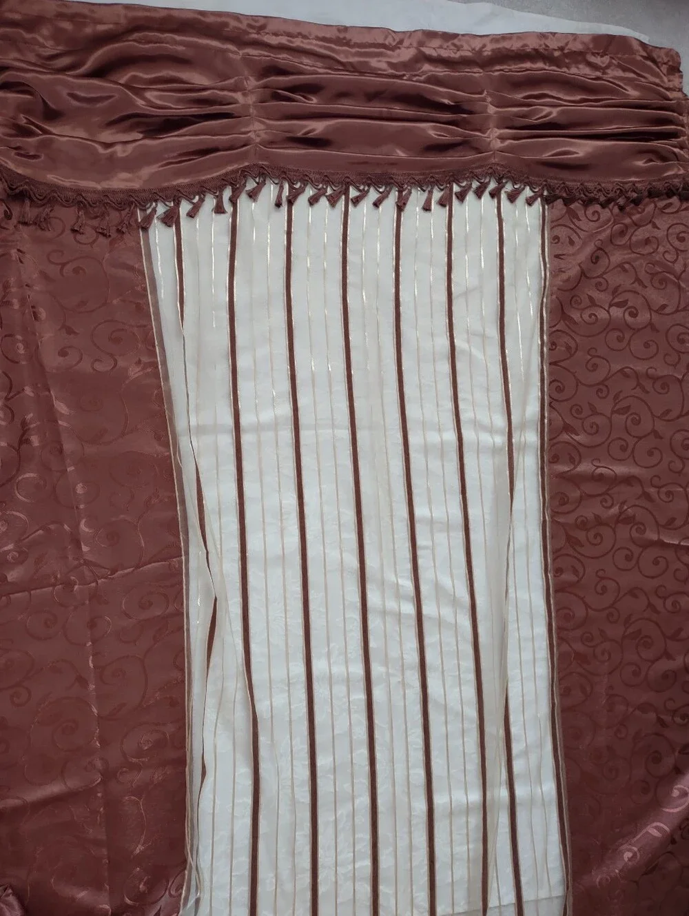 Regal Drape Curtain With Attached Valance Combo Sheer Organza And Brocade